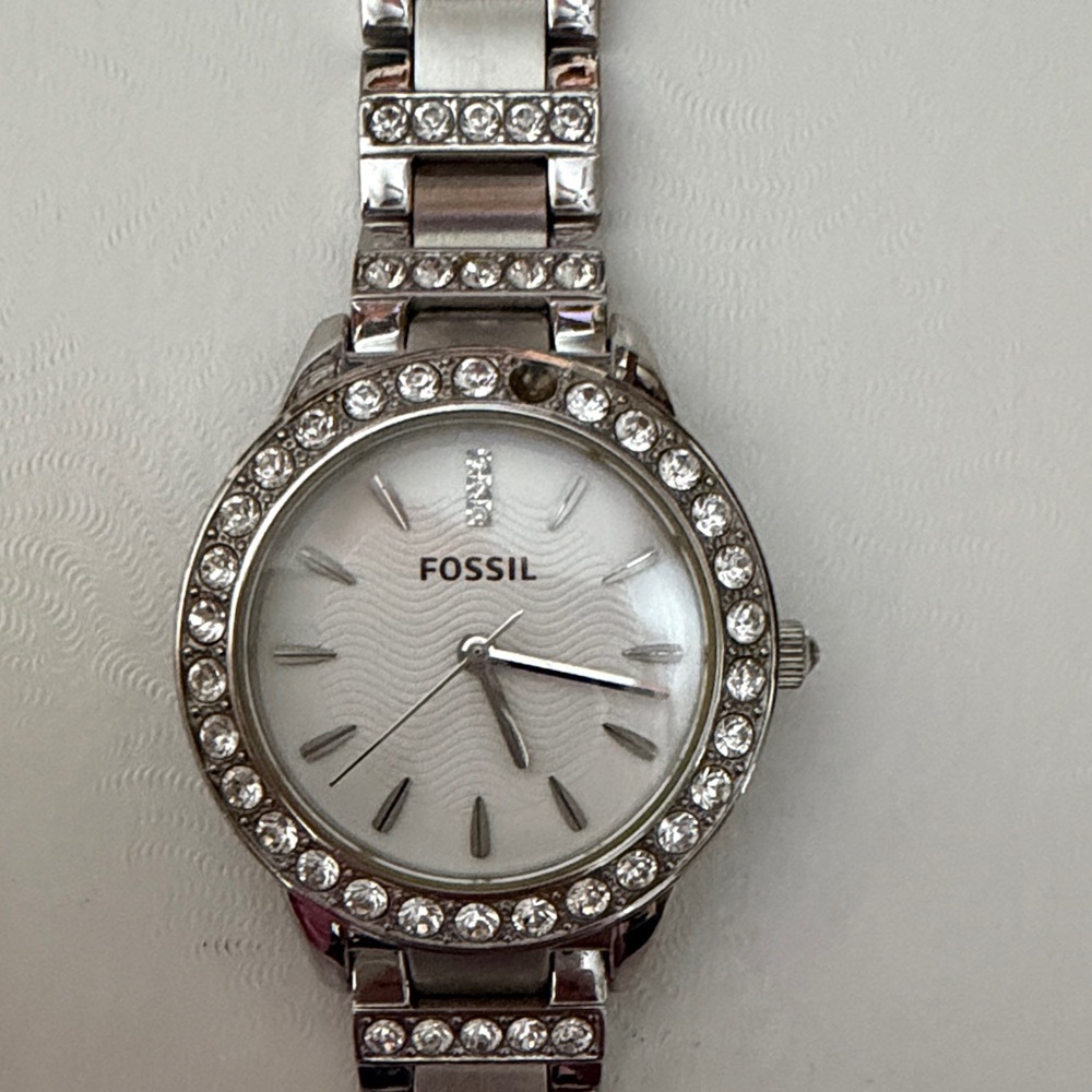 Fossil Women's Silver Crystal-Accented Watch - Picture 5 of 5